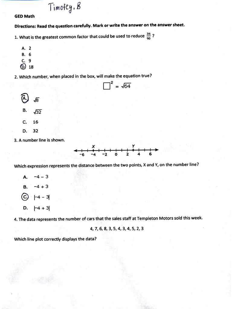 GED Math Timofey | PDF