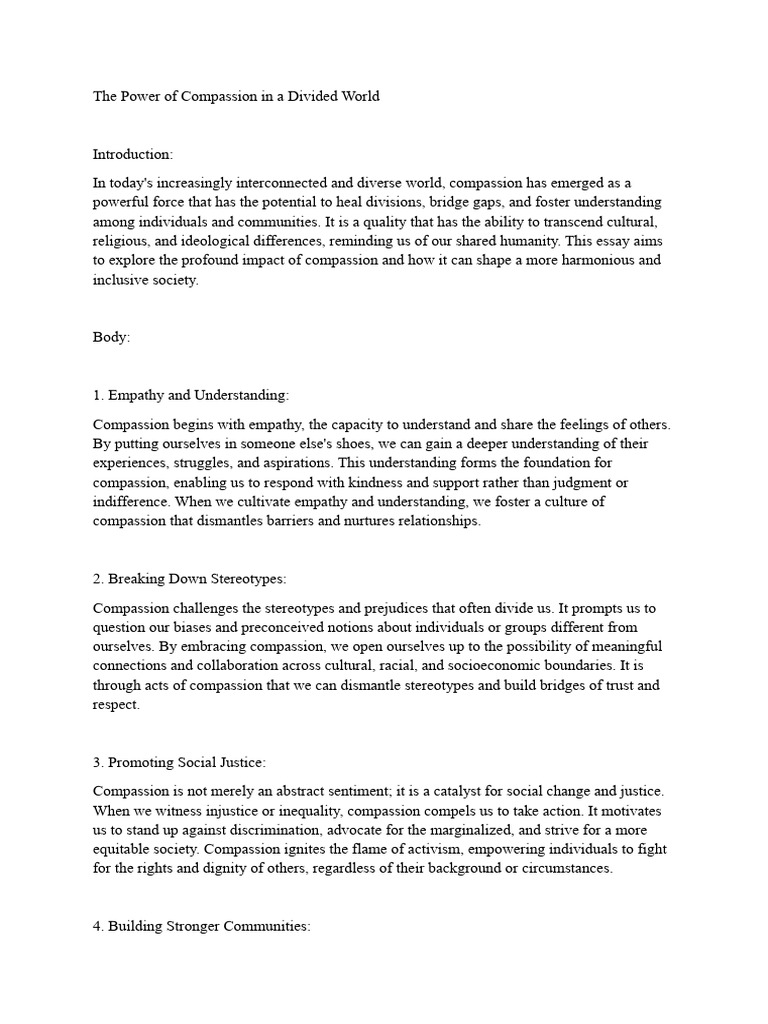 The Power of Compassion in A Divided World | PDF | Compassion | Empathy