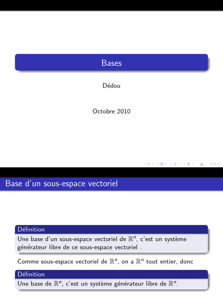 Bases canoniques et sous-espaces vectoriels | PDF | Base (algèbre ...