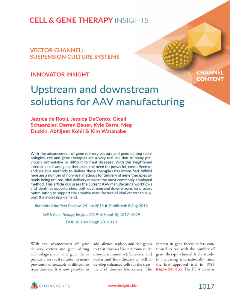 AAV Manufacturing: Upstream & Downstream Solutions | PDF | Gene Therapy ...