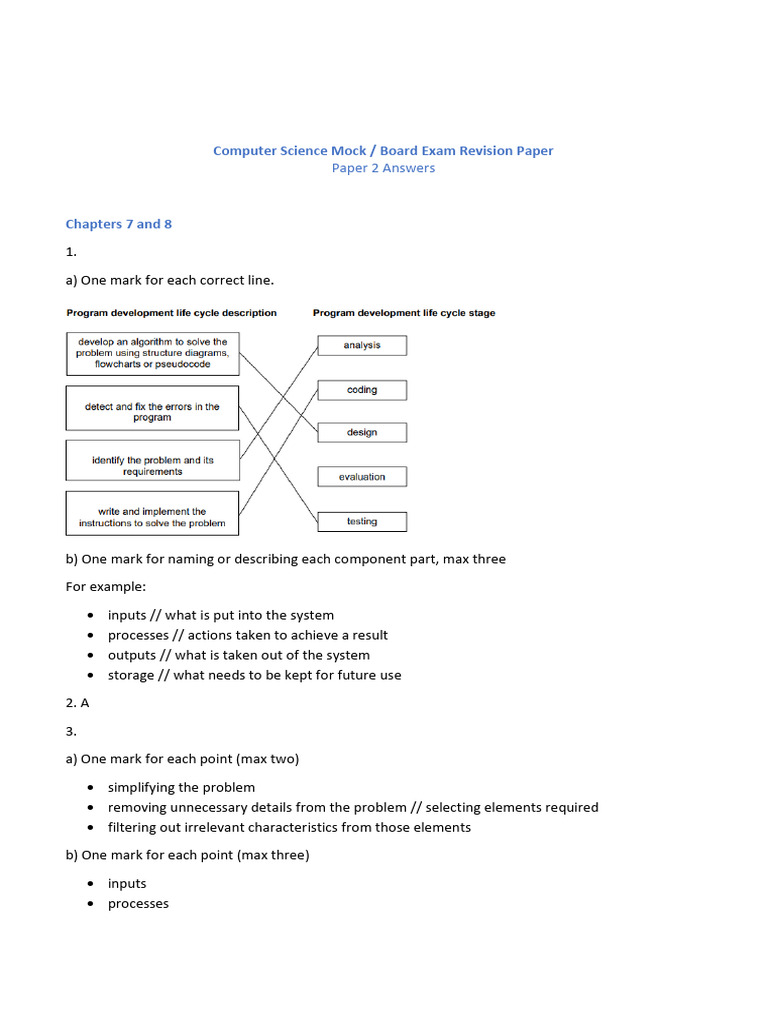 Computer Science Exam Revision Answers | PDF | Control Flow | String ...