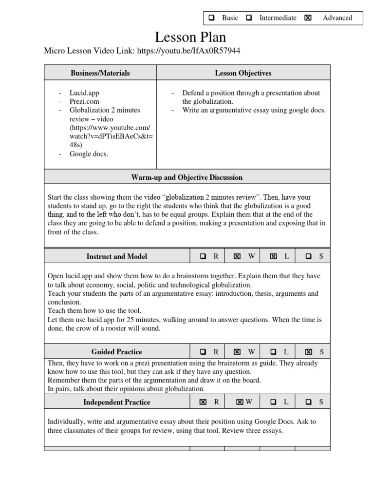 Globalization lesson plan final pdf essays lesson plan