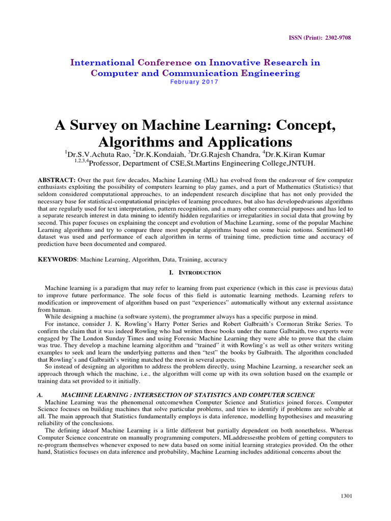 Machine Learning Concepts and Algorithms | PDF | Machine Learning ...