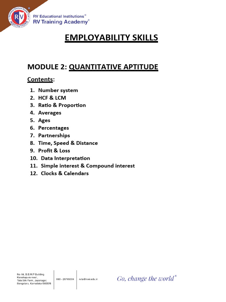 Quantitative Aptitude Skills Module | PDF | Teaching Methods ...