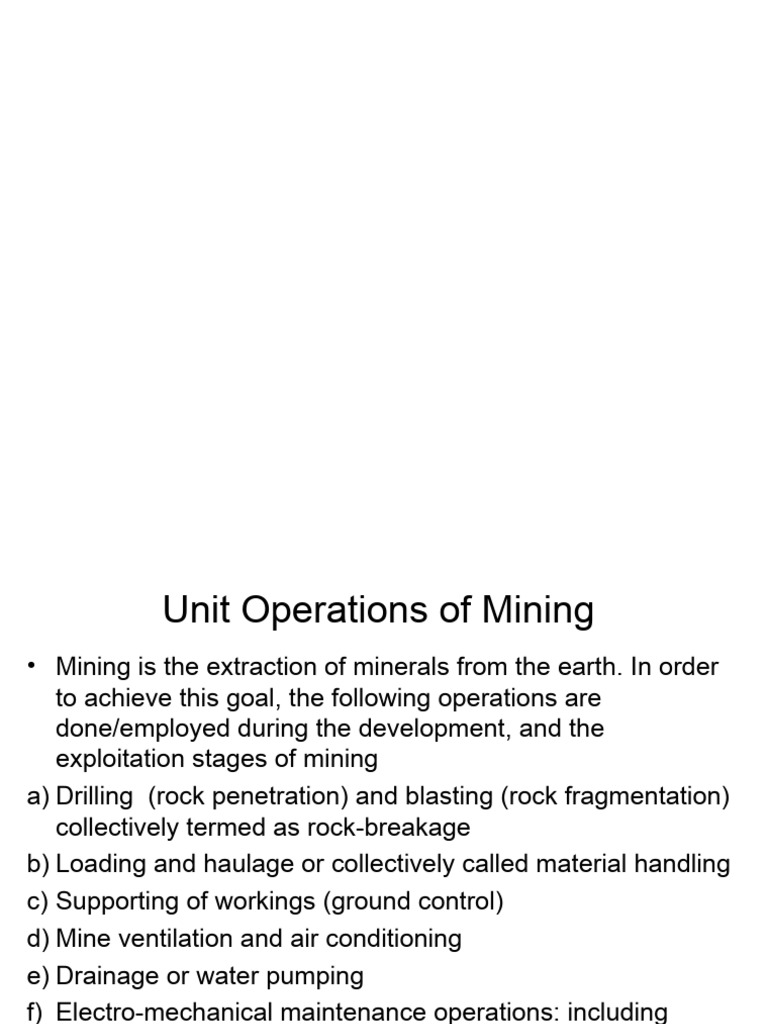 Mining Unit Operations Explained | PDF | Explosion | Materials