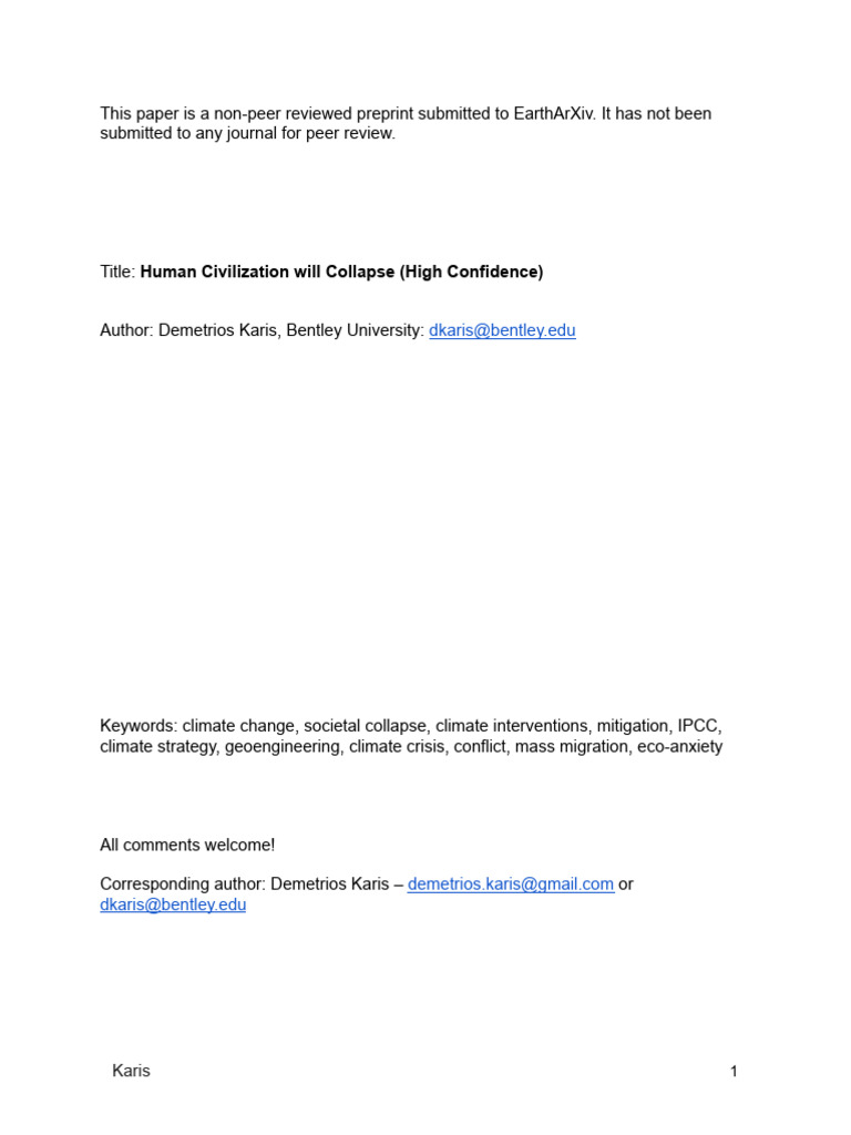 High Confidence in Civilization's Collapse | PDF | Climate Change ...