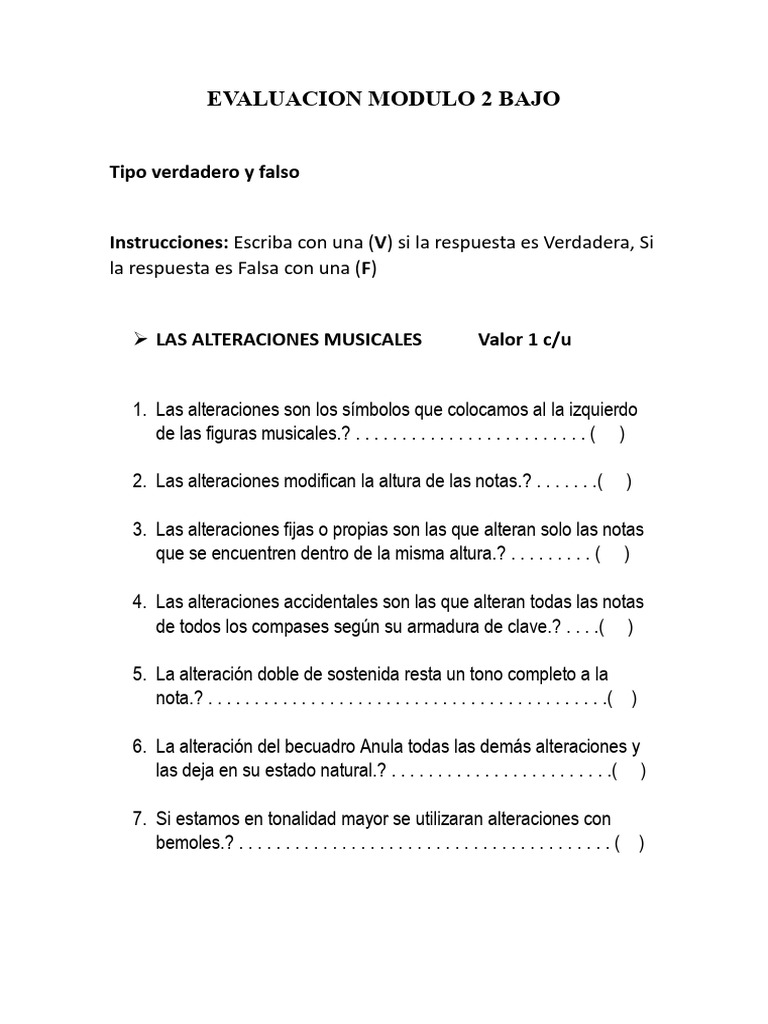 Evaluacion modulo 2 bajo pdf escala m sica notaci n