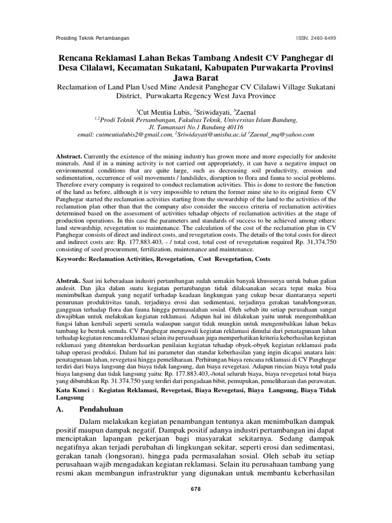 Rencana Reklamasi Lahan Tambang | PDF | Bisnis | Teknologi & Rekayasa