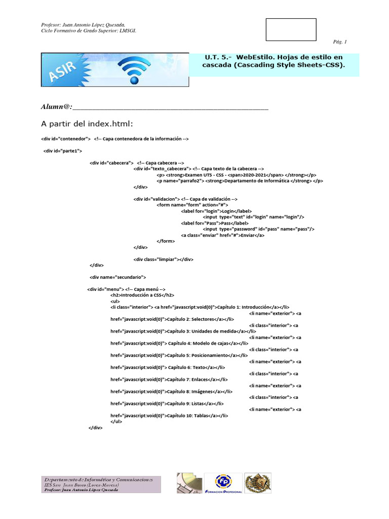 Examen Css Pdf Formatos De Archivo De Computadora Red Mundial