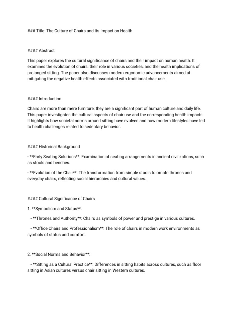 Chairs: Culture, Health, and Ergonomics | PDF | Human Factors And ...