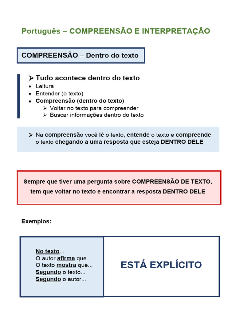 Compreensão e Interpretação de Textos | PDF | Artes Linguísticas e ...