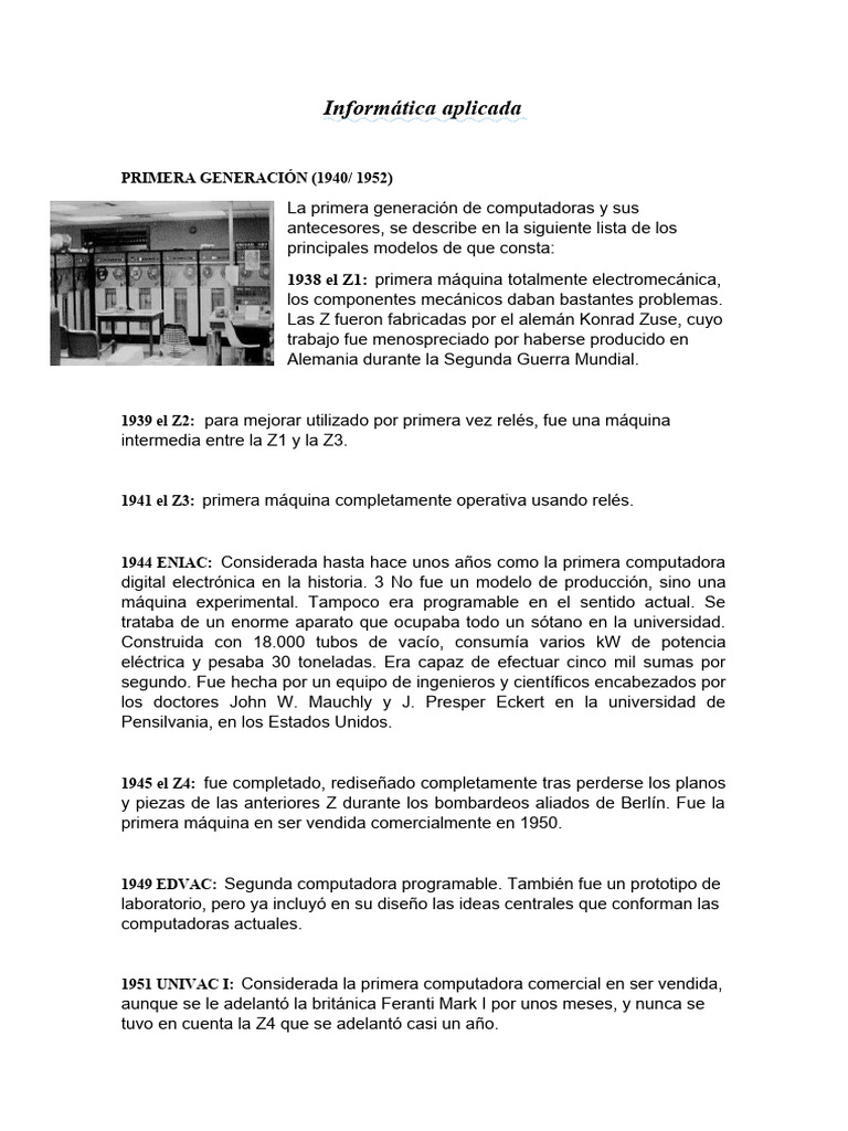 Generaciones de Las Computadoras 1-8 Generacion | PDF | Microprocesador ...