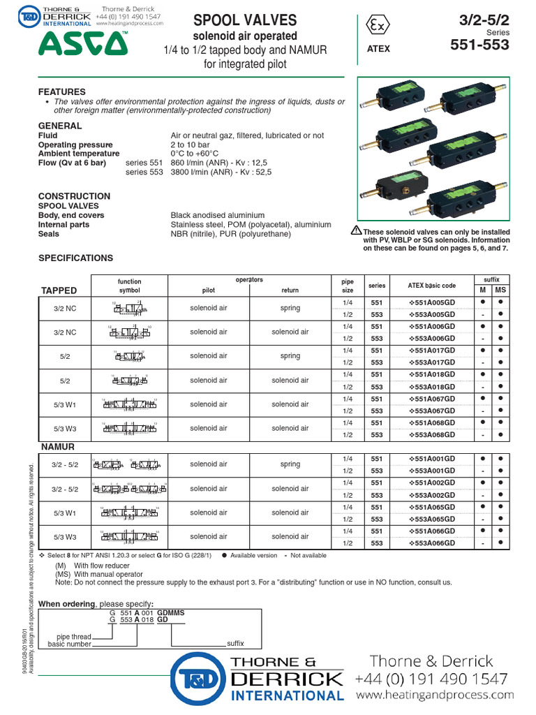 ASCO 551 553 Solenoid Valves NAMUR 1 4 1 2 Aluminium ATEX Approved