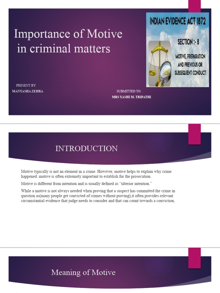 Understanding Motive in Criminal Law | PDF | Witness | Evidence