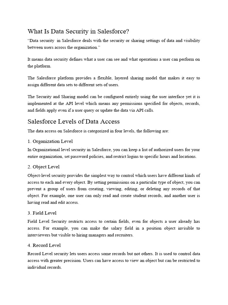 Salesforce Data Security Explained | PDF | User (Computing) | Password