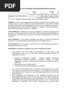 Undertaking For Non-Availability of Mandatory/Pr Escribed Documents