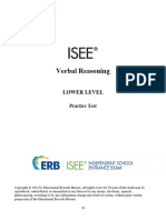 ISEE Lower Level Test 1 ERB Grades 5 6