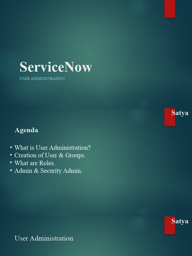 User Administration in ServiceNow Guide | PDF