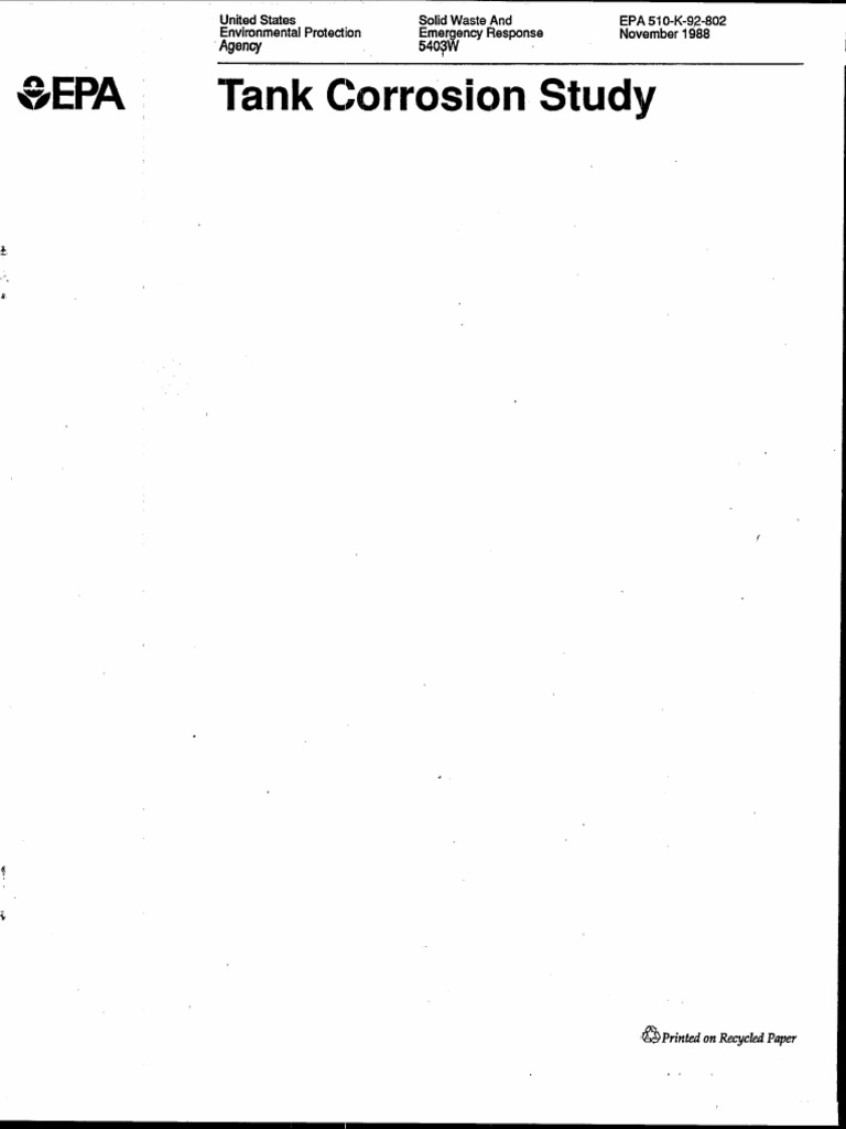 Epa tank corrosion study 1988 epa 510 k 92 802 pdf