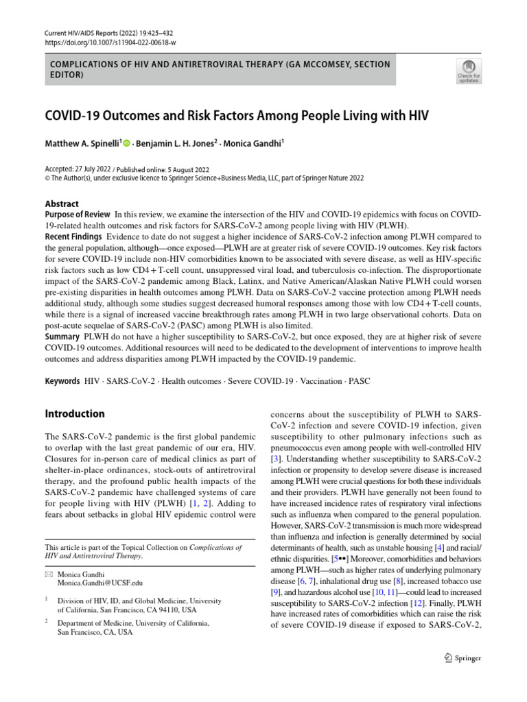 COVID-19 Risks for People with HIV | PDF | Pandemic | Infection