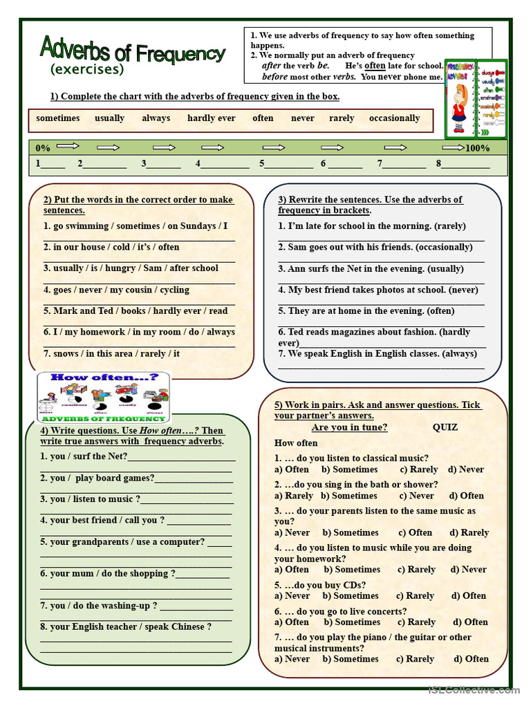 Adverbs of Frequency Exercises Guide | PDF | Adverb | Language Mechanics