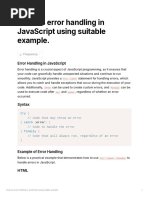 Discuss Error Handling in JavaScript Using Suitable Example.