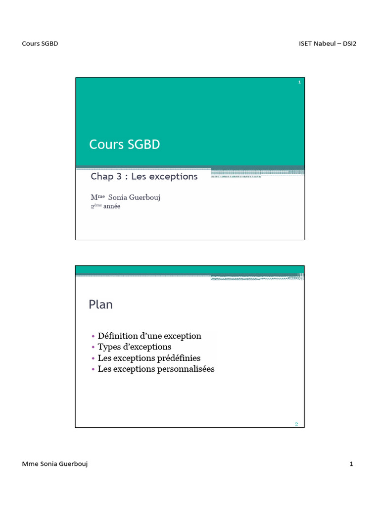 Types et gestion des exceptions en PL/SQL | PDF | PL/SQL | Base de ...