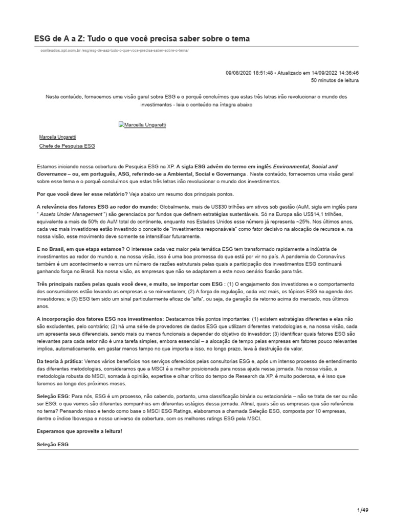 Conteudos xpi Com br eSG De A A Z Tudo O Que Voc Precisa Saber Sobre O 