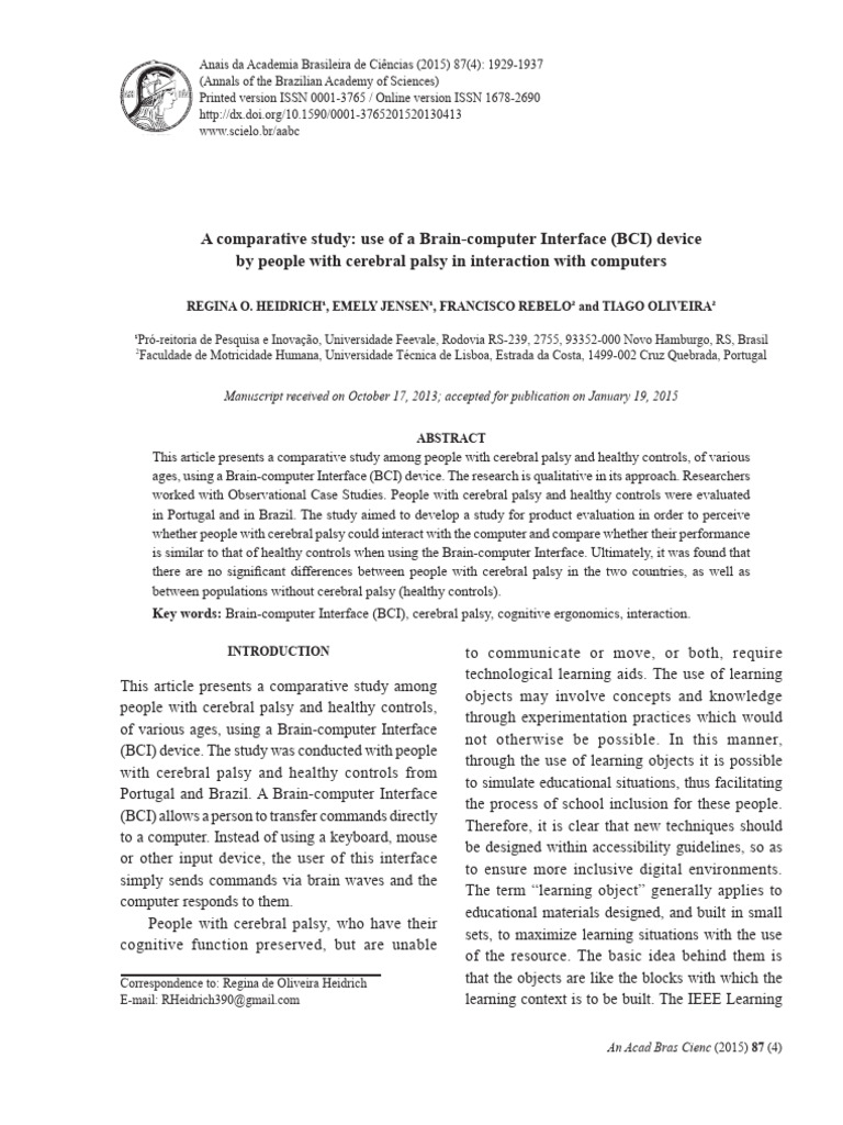 A Comparative Study Use of A Brain Compu | PDF | Human Factors And ...
