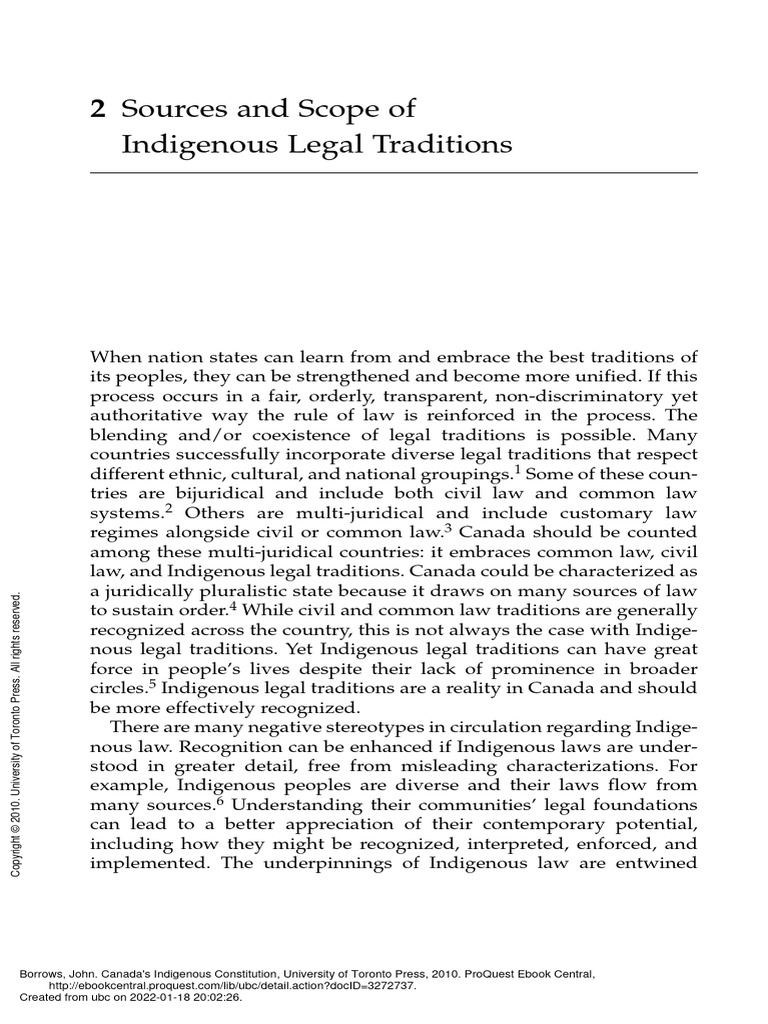 Borrows 2010 Canada's - Indigenous - Constitution CH 2 Sources and ...