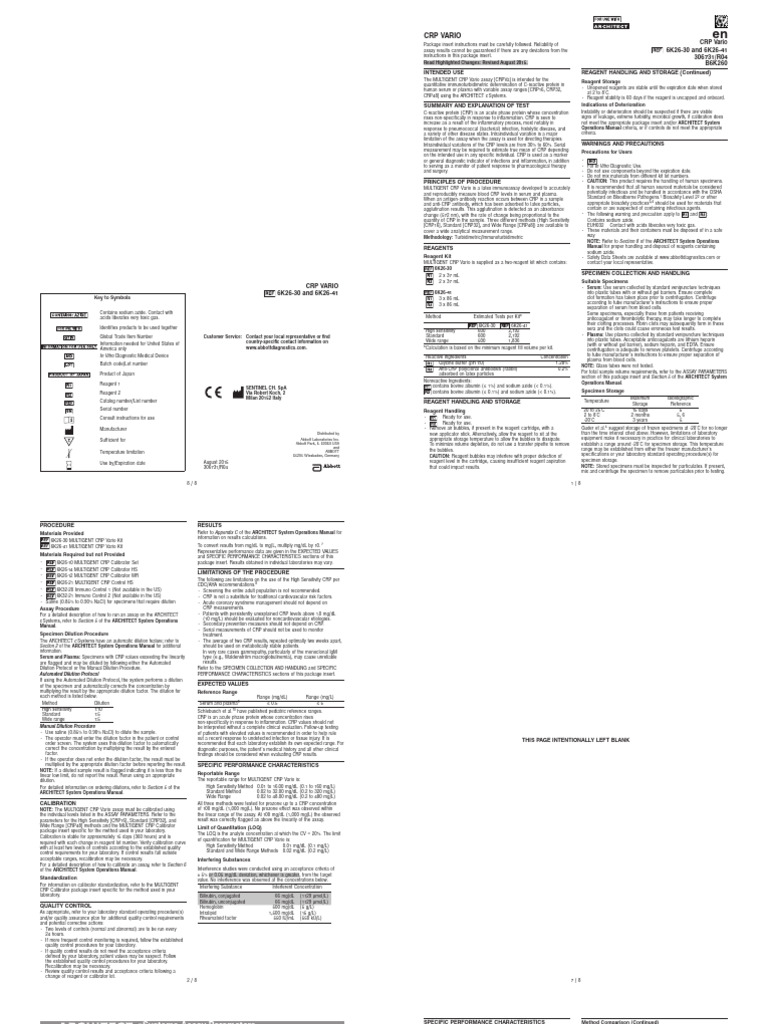 MULTIGENT CRP Vario Assay Overview | PDF | C Reactive Protein | Blood ...