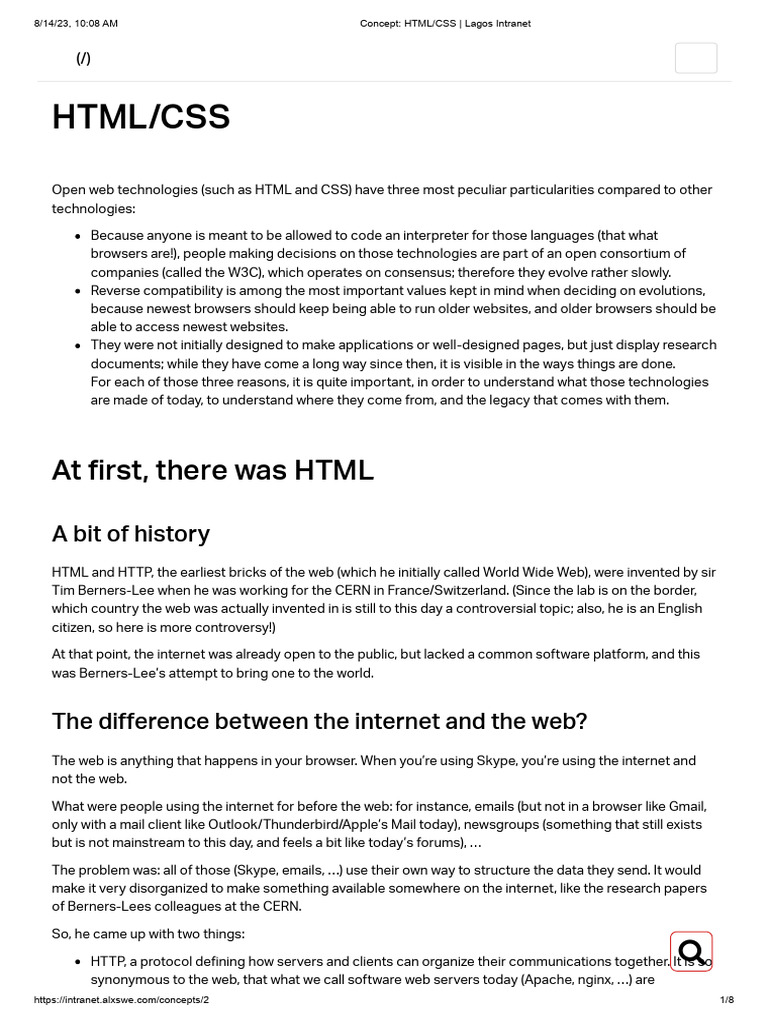 Concept - HTML - CSS - Lagos Intranet | PDF | World Wide Web | Internet ...