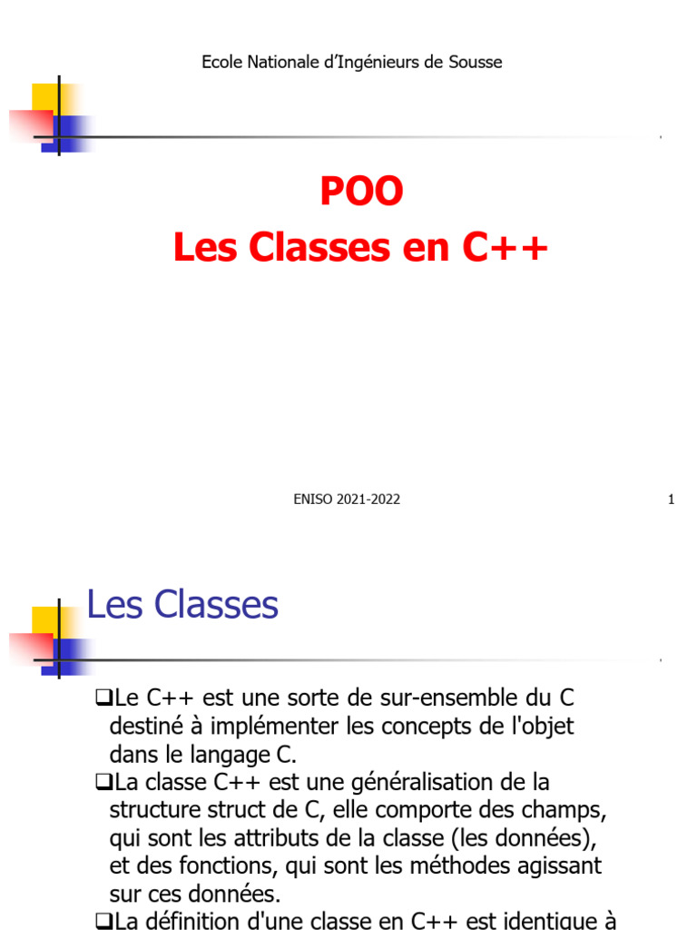 Introduction aux Classes en C++ | PDF | Classe (informatique ...