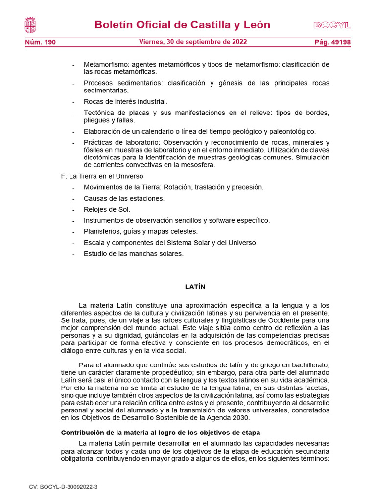 Latín 4º ESO LOMLOE BOCYL | PDF | Evaluación | Aprendizaje