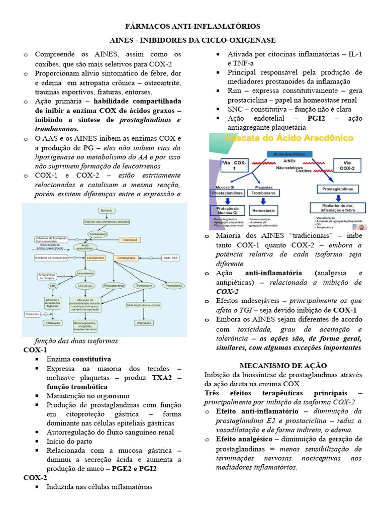 AINES - Resumo Farmacologia | PDF | Anti-inflamatório não esteroide ...