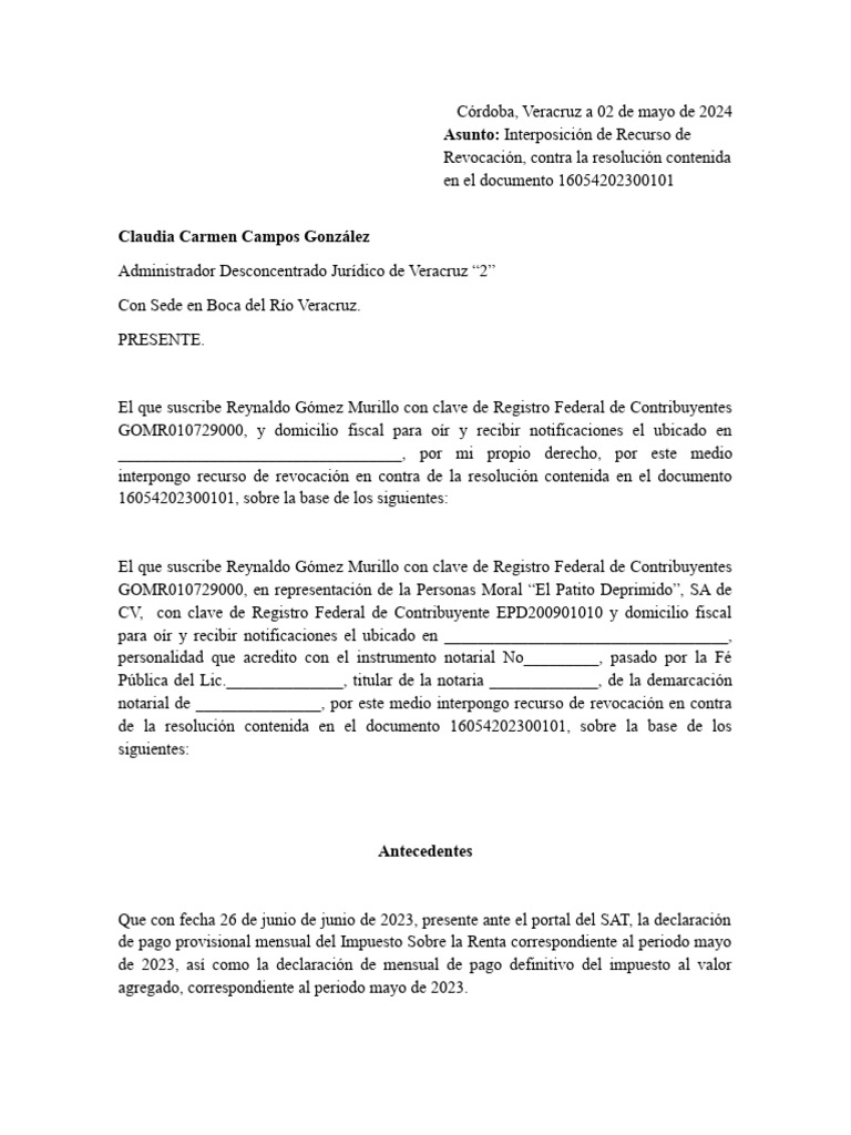Ejemplo de Rec de Rev | PDF | Impuestos | Multa (pena)