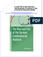 Full Ebook of The Rise and Fall of The German Combinatorial Analysis Frontiers in The History of Science Eduardo Noble Online PDF All Chapter