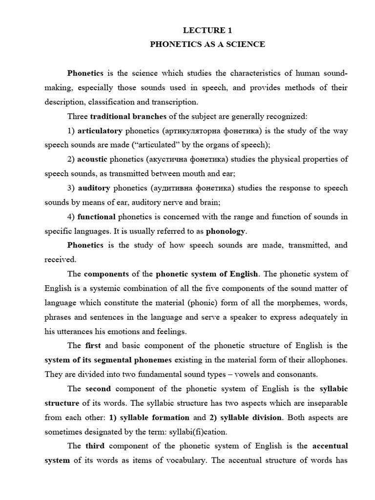 Practical Phonetics Lecture 1 | PDF | Phonetics | Syllable