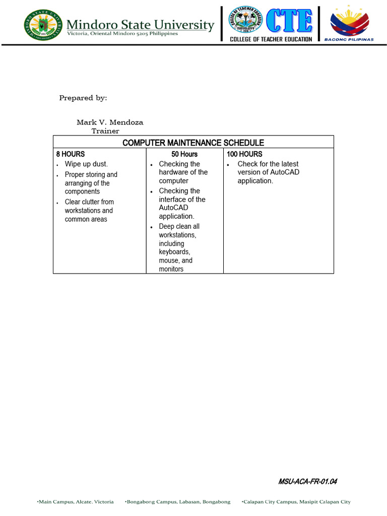 Computer Maintenance Schedule Guide | PDF