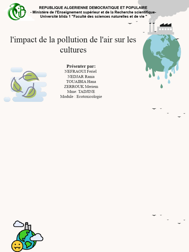 Impact de la pollution sur les cultures | PDF | Pollution de l'air | la ...
