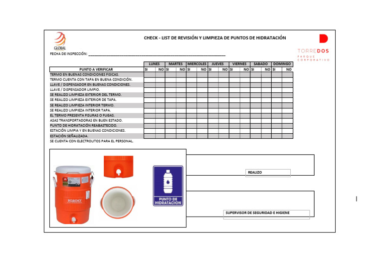 Check - List de Punto de Hidratacion | PDF