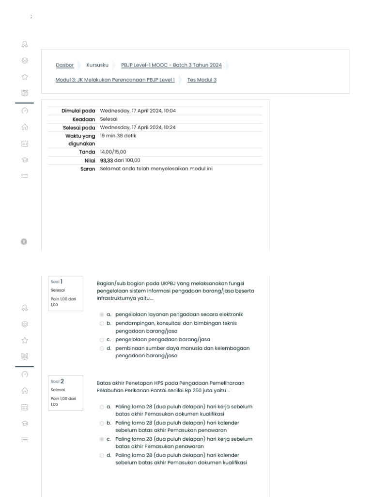 Tes Modul 3 (iPOeL) | PDF | Bisnis | Teknologi & Rekayasa
