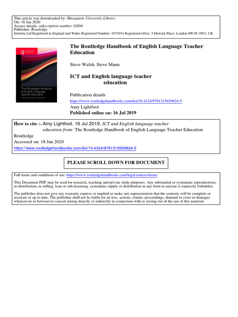 ICT in English Teacher Education | PDF | Educational Technology | Teachers
