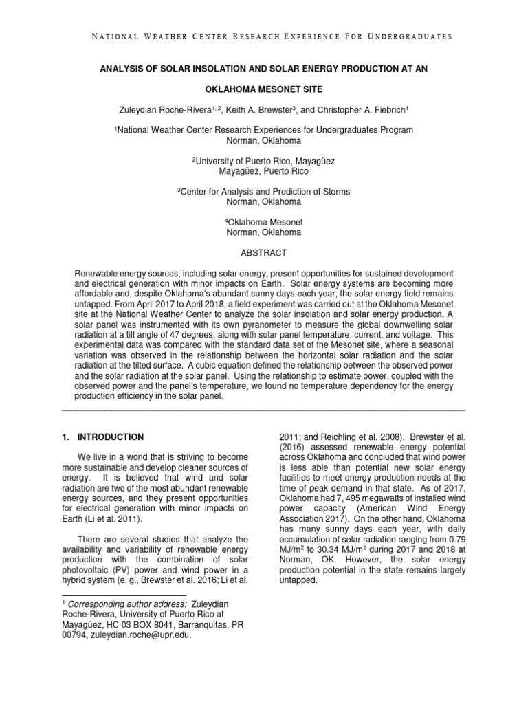 Solar Energy Analysis in Oklahoma | PDF | Photovoltaics | Solar Power