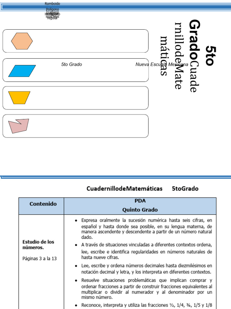 Cuadernillo de Matemáticas 5to Grado | PDF | División (Matemáticas ...