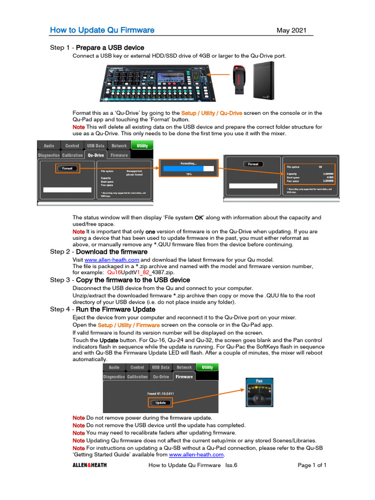 Qu Firmware Update Instructions | PDF | Computer File | Zip (File Format)
