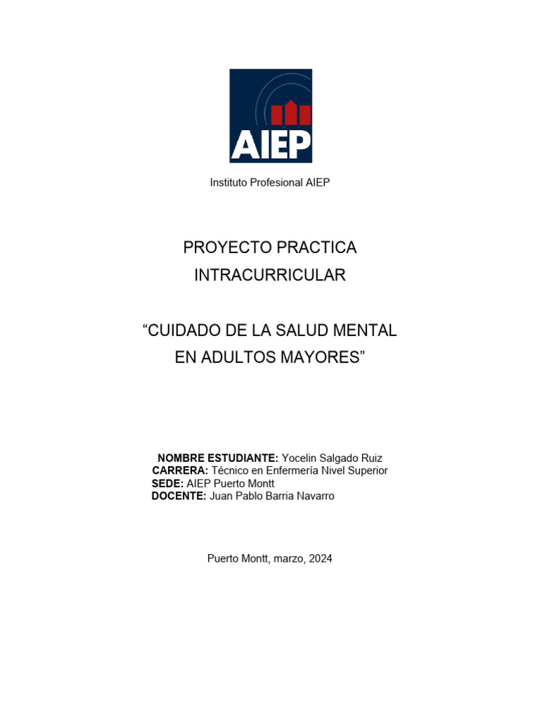 Salud Mental en Adultos Mayores AIEP | PDF | Salud mental | Trastorno ...