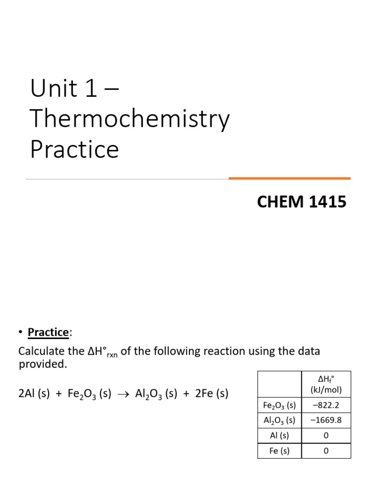 U1 Practice+Unit+1+Thermo+ 1415+questions | PDF | Heat | Gibbs Free Energy