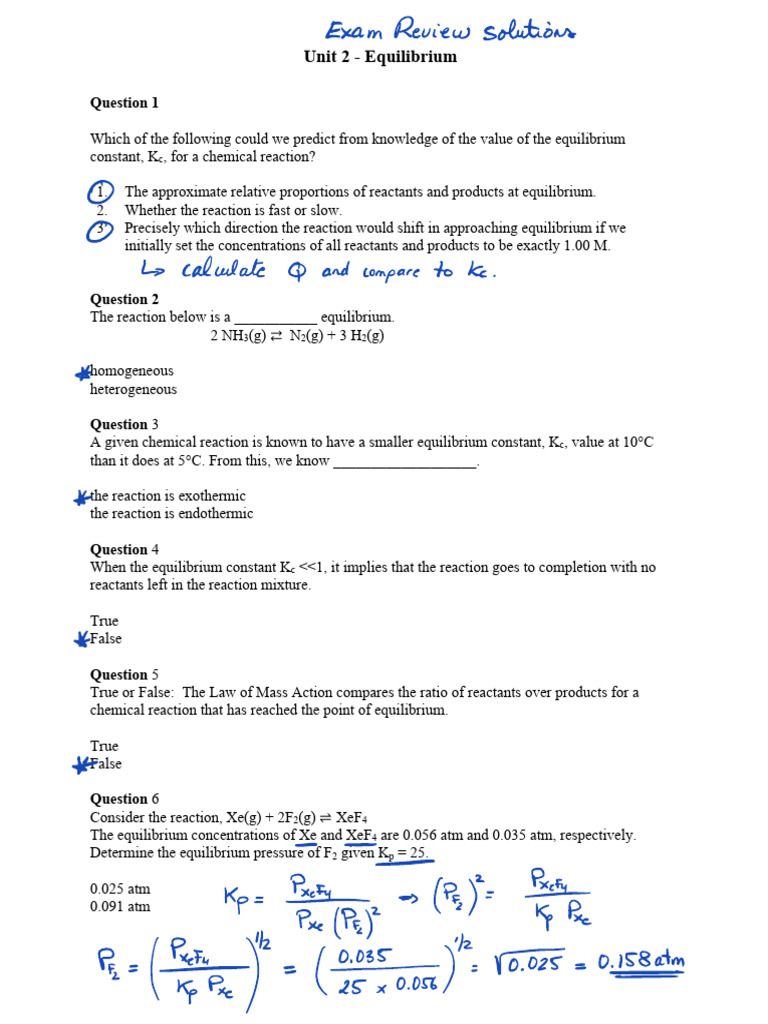 Exam+2 Unit+2+Review+Solutions | PDF | Chemical Reactions | Chemical ...