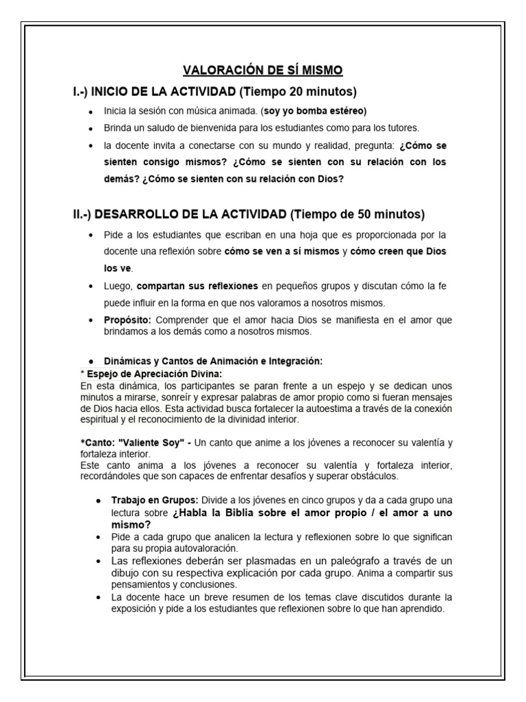 Valoración de Sí Mismo-Pastoral | Descargar gratis PDF | Autoestima | Amor